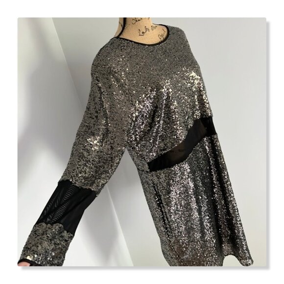 ASOS CURVE All Over Sequin With Mesh Inserts Mini Dress Sz 18 NWT - Picture 5 of 16